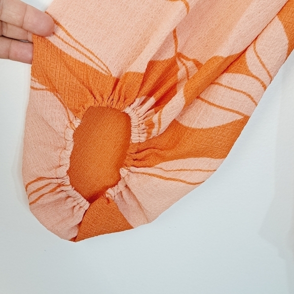 A New Day Two Tone Boho‎ Coral Tropical Flower Blouse - Picture 5 of 12